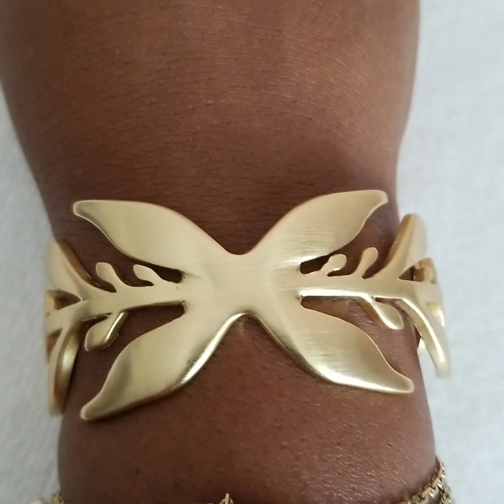 New Lucky Brand Organic Leaf Cuff Bracelet - Picture 7 of 7